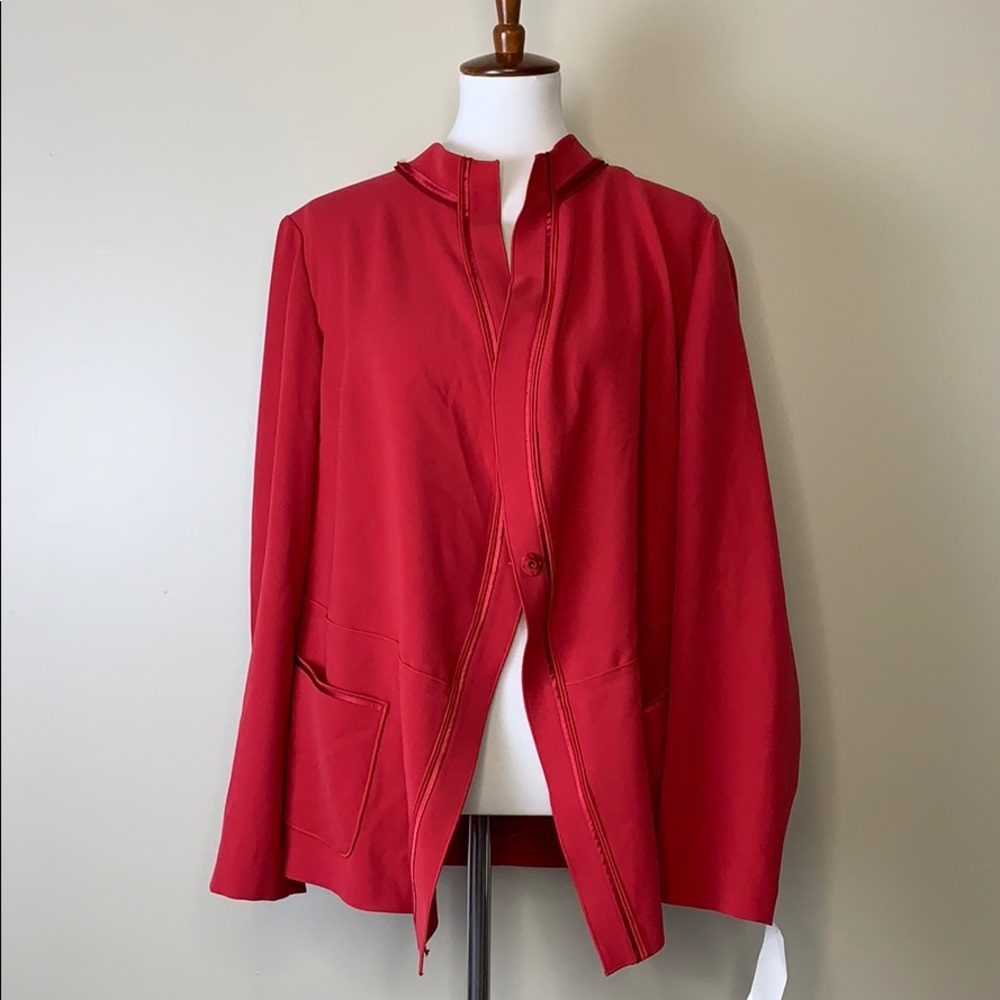 TAHARI WOMAN Plus Size Red Blazer Jacket 0X
